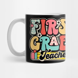 Retro First Grade Teacher Flower Back To School For Boys Girl Mug